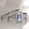 1.6ct Baguette Diamond Gold Halo Bridal Set - 02US38